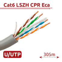 Hikvision cabo UTP categoria 6 - Condutor OFC, 99,5% cobre - Diâmetro 24 AWG-0,53mm - Certificado Eca/UL CM - Fornecido numa caixa de cartão de 305m. - Cobertura de cor branca