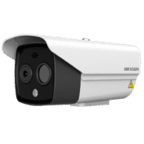 Câmara Térmica IP Dupla Hikvision Gama PRO - Sensor térmico 256x192 VOx | Lente 6.9 mm - Sensor óptico 1/2.7 4 Mpx | Lente 6.3 mm - Sensibilidade térmica  40mK | 4G - Deteção e alarme preventivos de incêndios - Taxa de medição do tempo -20~150ºC / ± 8ºC