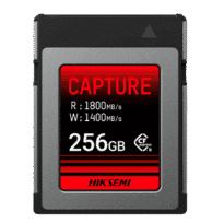 Cartão CFExpress B Hikvision - Capacidade 256 GB - Velocidade R/W: 1800/1400 MB/s - Ciclos E/P: até 3.000 - Conector PCIe Gen 3 x 2 - Fotografia profissional (imagens e vídeos 8K))