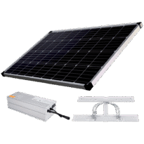 Sistema autónomo de fornecimento de energia para CCTV - Painel solar de 200W - Bateria de lítio LiFePo4 1280Wh (100Ah) - Regulador MPPT integrado - Apoio para ancoragem de mastro - RS-485 para comunicação
