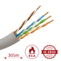 Cabo UTP Safire - Categoria 5E - Rolo de 305 metros | Diâmetro 5 mm - Condutor CCA  - Capa protectora cinzenta - Certificado ISO/IEC11801, TIA-568-C.2, YD/T1019