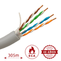 Cabo FTP Safire - Categoria 5E - Rolo de 305 metros | Diâmetro 5 mm - Condutor CCA  - Diâmetro 5.5 mm - Certificado ISO/IEC11801, TIA-568-C.2, YD/T1019