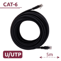 Cabo UTP - Ethernet - Conectores RJ45 - Categoria 6 - 5 m - Cor preto