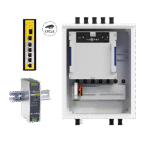 Alimentação por ciclo - 1728Wh  - Carga rápida 10,7A/310Wh 5,5h - Monitorização remota de sistemas - Switch industrial Poe Switch Poe  - DC-DC Conversor Industrial DIN 9-18Vdc