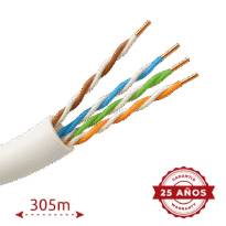 Cabo UTP rígido para exterior - Categoria 5e - Atende com 90m Fluke test - Condutor OFC, pureza 99.9% cobre - Bobine de 305 metros - Diâmetro 5.5 mm