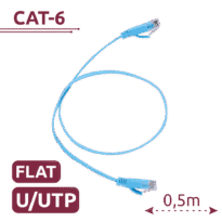 Cable UTP Flat - Ethernet - Conectores RJ45 - Categoría 6 - 0,5 m - Color azul