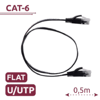 Cable UTP Flat - Ethernet - Conectores RJ45 - Categoría 6 - 0,5 m - Color negro