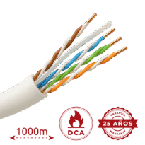 Cabo UTP rijo livre de halógenos - Categoria 6 - Atende com 90m Fluke test - Condutor OFC, pureza 99.9% cobre - Bobine de 1000 metros - Diâmetro 5.5 mm