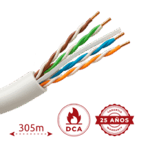 Cabo UTP rijo livre de halógenos - Categoria 6 - Atende com 90m Fluke test - Condutor OFC, pureza 99.9% cobre - Bobine de 305 metros - Diâmetro 5.5 mm