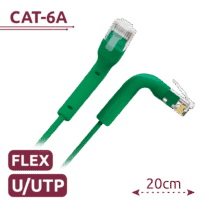 Cable UTP flexible - Ethernet - Conectores RJ45 - Categoría 6A - 0,2 m - Color verde