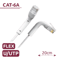 Cable UTP flexible - Ethernet - Conectores RJ45 - Categoría 6A - 0,2 m - Color blanco