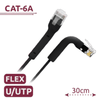 Cable UTP flexible - Ethernet - Conectores RJ45 - Categoría 6A - 0,3 m - Color negro