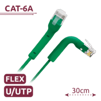 Cable UTP flexible - Ethernet - Conectores RJ45 - Categoría 6A - 0,3 m - Color verde