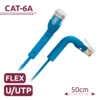 Cable UTP flexible - Ethernet - Conectores RJ45 - Categoría 6A - 0,5 m - Color azul