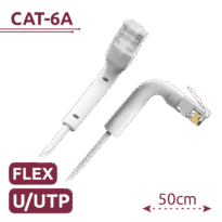 Cable UTP flexible - Ethernet - Conectores RJ45 - Categoría 6A - 0,5 m - Color blanco