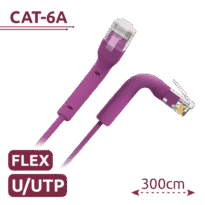 Cable UTP flexible - Ethernet - Conectores RJ45 - Categoría 6A - 3 m - Color morado