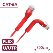 Cable UTP flexible - Ethernet - Conectores RJ45 - Categoría 6A - 3 m - Color red