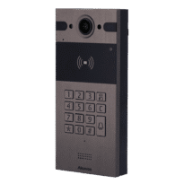 Videoporteiro IP em superficie - Câmara 4 Grande angular Mpx | Áudio bidirecional - Abertura com cartão EM/MF, NFC e PIN | 2 relés - Códigos temporários | PoE, SIP standard - Manutenção Cloud - Ligação de monitor e placas via Cloud