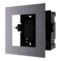 Painel frontal e caixa de registro encastrada - Até 1 módulo - Específico para video porteiros Hikvision - Compatível com os módulos Hikvision - Caixa de plástico - Painel Fabricado com Alumínio