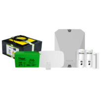 Kit de alarme profissional - Certificado Grau 2 - Comunicação Ethernet e dual SIM GPRS - Sem fios 868 MHz Jeweller e Wings - Ajax Hub BP, 2 PIRCAM PhOD AM, 1 magnético - 1 teclado, 1 TAG e baterias