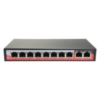 Switch PoE - 8 portas PoE + 2 Uplink RJ45 - Velocidade 10/100 Mbps - Funções: Ai VLan/QOS/CCTV Extend/PoE - Padrão IEEE802.3af (PoE) / at (PoE+) - Até 96W no total para todas as portas
