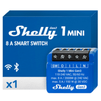 Shelly 1 Mini Gen3 - WiFi 2.4 GHz IEEE802.11 b/g/n / Bluetooth -  Interruptor inteligente  - Suporta 110-240 V~24-48 V12 V - Fornece contactos secos - Compatível com Alexa e Google