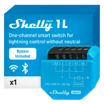 Shelly 1L Gen3 - WiFi 2.4 GHz IEEE802.11 b/g/n / Bluetooth -  Interruptor inteligente / Sem neutro - Suporta 220-240 V~50Hz - Bypass 1L/2L - Compatível com Alexa e Google