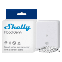 Shelly Flood Gen4 - Wi-Fi 2.4 GHz / Bluettoh / Zigbee / Matter - Sensor de inundação - Pilhas 4X AA - Adequado para domótica de vivendas  - Compatível com Alexa e Google