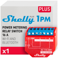 Shelly Plus 1PM - WiFi 2.4 GHz IEEE802.11 b/g/n / Bluetooth -  Interruptor inteligente  - Suporta 110-240 V / 24V - Medidor de consumo - Compatível com Alexa e Google