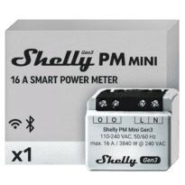 Shelly PM Mini Gen3 - WiFi 2.4 GHz IEEE802.11 b/g/n / Bluetooth -  Interruptor inteligente  - Suporta 110 - 240 VCA / 24 - 30 VCC - Contacto NA, 1 pólo, contacto µ - Compatível com Alexa e Google