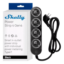 Shelly Power Strip 4 Gen4 Black - Wi-Fi 2.4 GHz / Bluetooth / Zigbee - Medidor de consumo  - Suporta 220 - 230 V - Adequado para domótica de vivendas  - Compatível com Alexa, Google e Apple