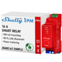Shelly Pro 1PM - WiFi 2.4 GHz IEEE802.11 b/g/n / Bluetooth -  Interruptor inteligente para calha DIN - Suporta 110-240 V - Medidor de potência - Compatível com Alexa e Google