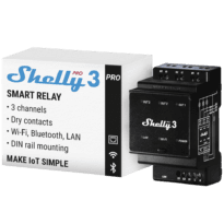 Shelly Pro 3 - WiFi 2.4 GHz IEEE802.11 b/g/n / Bluetooth -  Interruptor inteligente para calha DIN - Suporta 110-240 V - Adequado para domótica de vivendas  - Compatível com Alexa e Google