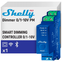 Shelly Pro Dimmer 0/1 - 10V PM - WiFi 2.4 GHz IEEE802.11 b/g/n / Bluetooth - Atenuador inteligente para calha DIN - Suporta 110-240 V - Medidor de potência - Compatível com Alexa e Google