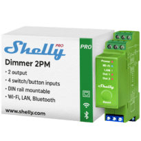 Shelly Pro Dimmer 2PM - WiFi 2.4 GHz IEEE802.11 b/g/n / Bluetooth - Atenuador inteligente para calha DIN - Suporta 110-240 V - Medidor de potência - Compatível com Alexa e Google
