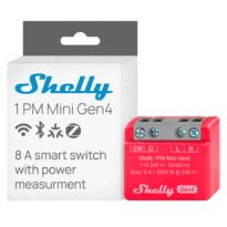 Shelly 1PM Mini Gen4 - Wi-Fi 2.4 GHz / Bluetooth / Zigbee -  Interruptor inteligente  - Suporta 110 - 240 VCA / 24 - 30 VCC - Contacto NA, 1 pólo, contacto µ - Compatível com Alexa e Google