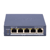 Hikvision Indoor POE extender Switch - Amplo alcance alimentação POE - 4 portas PoE Out + 1 porta PoE IN  - IEEE 802.3 af/at/bt - Potência máxima de saída 60 W - Portas 10/100/1000 Mbps