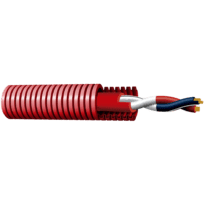 Bobina de cable trenzado apantallado - Con tubo corrugado - Resistente al fuego RF 120 minutos - Rollo de 100 metros - Conductor cobre 2x1mm2 - Certificado EN 50575