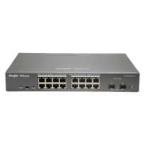 Reyee Manageable Cloud PoE Switch - 16 portas PoE 802.3af/at + 2 SFP - 16 RJ45 10/100/1000Mbps + 2 SFP 10/100/1000Mbps - 30W por porta 802.3af/at / Máximo 240W - VLAN/Isolamento de portas/Detecção de loop - Limite de velocidade da porta