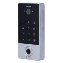 Controlo de acesso autónomo com videoporteiro - Acesso por impressão digital, cartão EM, PIN e APP - Saída de relé e botão pulsador - Wiegand 26 e WiFi | Controlo de tempos - Tuya Smart APP para gestão remota e aberturas - Apto para exterior IP66