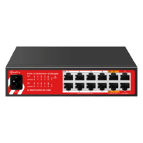 Safire Switch Hi-PoE - 10 portas PoE + 2 Uplink RJ45 - 8x10/100Mbps + 4x10/100/1000Mbps - 8 Portas PoE+ 30W + 2 Portas Hi-PoE 60W - PoE Watchdog - Até 120W Potência PoE total