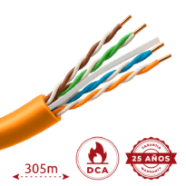 Cabo UTP rijo livre de halógenos - Categoria 6 - Atende com 90m Fluke test - Condutor OFC, pureza 99.9% cobre - Bobine de 305 metros - Diâmetro 5.5 mm