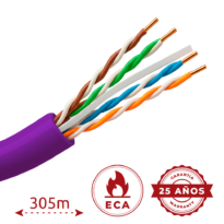 Cable UTP Uniview PVC - Categoría 6 - Cumple con 90m Fluke test - Conductor OFC, pureza 99.9% cobre - Rollo de 305 metros - Diámetro 5.5 mm