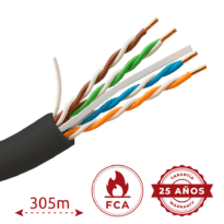 Cabo UTP rígido Uniview - Categoria 6 - Atende com 90m Fluke test - Condutor CCA 23AWG - Bobine de 305 metros - Revestimento especial para exterior