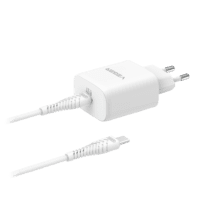 VEGER - Cargador de pared con cable incluido - Potencia 45W |  Con tecnología GaN - Carga rápida  - Salidas USB-C, Cable USB-C - Color blanco