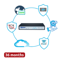 Hillstone Networks Bundle - Hardware + 36 meses de serviços completos - Portas 5xGE + 1xSFP 
 - 1Gbps FW / 0.4Gbps NGFW Throughput - 5 portas 10/100/1000BASE-T + 1 portas 1GE SFP - Inclui IPS, AV, URL, QoS, IPR, C2 e Sandbox