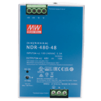 Fonte de alimentação industrial - Saída DC 48 V 10 A / 480 W - 2 saídas DC - Voltagem entrada 100 V ~ 240 V - Dimensões: 63mm x 125.2mm x 113.5mm - Montagem em carril DIN