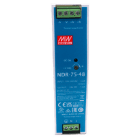 Fonte de alimentação industrial - Saída DC 48 V 1,6 A / 75 W - 2 saídas DC - Voltagem entrada 100 V ~ 240 V - Dimensões: 32 x 125.2 x 102mm - Montagem em carril DIN
