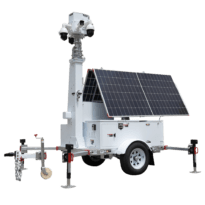 Reboque auto-alimentado para CCTV  - Painel solar de 2x600W - Bateria de lítio LiFePo 12000Wh - Mastro telescópico até 9m - IP65 - Engate de reboque e travão de mão manual - MONTAGEM NÃO INCLUÍDA