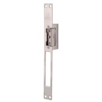 Abreportas elétrico em aço inoxidável Dorcas - Para porta única : trinco regulável - Modo abertura Fail Secure (NO) - Força de retenção 330 kg - Alimentação AC/DC 8-12V | Memória - Moldura